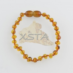 Amber teething bracelet baroque cognac polished